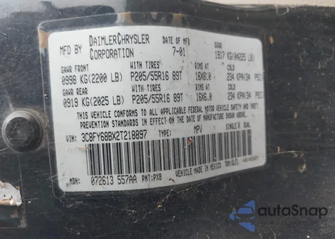 2002 Chrysler Pt Cruiser Limited z USA, uszkodzony, nr VIN 3C8FY68BX2T218897